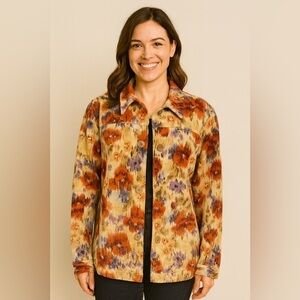 Chico’s Fall Floral  Button-Up Jacket Size XL